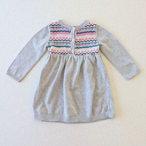 Gray and Multicolor Knit Kids Dress